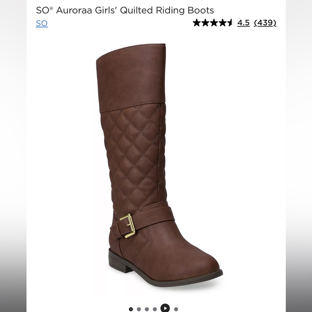 New with tags girls quilted riding boots. Girls size 5.